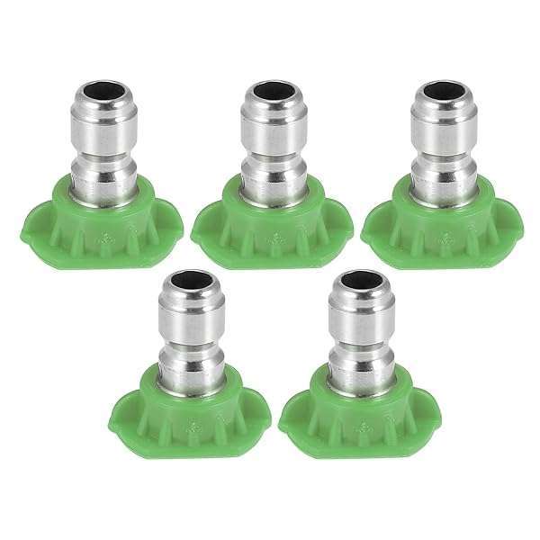 X AUTOHAUX X AUTOHAUX 25 Degrees High Pressure Washer Spray Nozzle Tips Quick Connector Green 5 Pcs