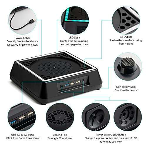 Mviioe Ultimate Xbox Series X Cooling Fan Stand with LED, Turbo Fan & USB Ports - Mviioe Compatible Accessory - View 8 of 8