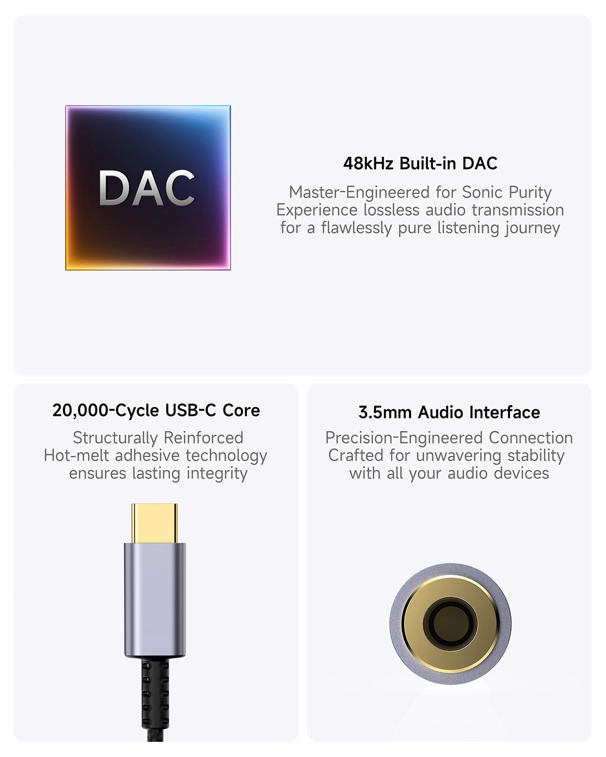 LERTOSEN 2 Pack USB C to 3.5mm Headphone Jack Adapter HiFi Audio Dongle Compatible with iPhone 16 15 Pro Max Samsung S25 S24 S23 iPad Pro Pixel MacBook - View 3 of 7