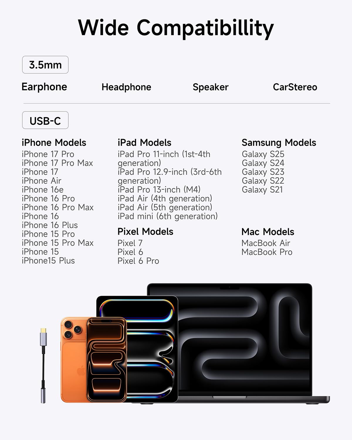 LERTOSEN 2 Pack USB C to 3.5mm Headphone Jack Adapter HiFi Audio Dongle Compatible with iPhone 16 15 Pro Max Samsung S25 S24 S23 iPad Pro Pixel MacBook - View 5 of 7