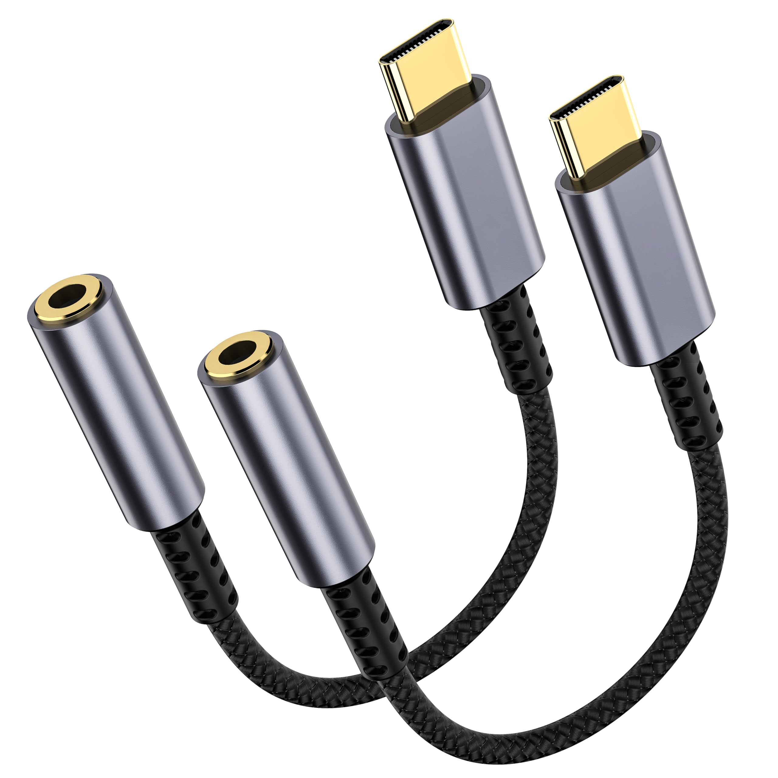 LERTOSEN 2 Pack USB C to 3.5mm Headphone Jack Adapter HiFi Audio Dongle Compatible with iPhone 16 15 Pro Max Samsung S25 S24 S23 iPad Pro Pixel MacBook