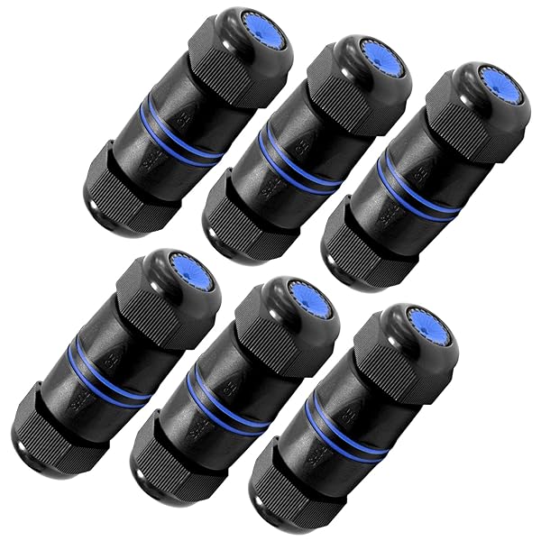 VCELINK VCELINK Waterproof RJ45 Coupler IP68 Short Profile Cat6 Cat5E Cat5 Ethernet Connector Outdoor Network LAN Cable Extender 6-Pack