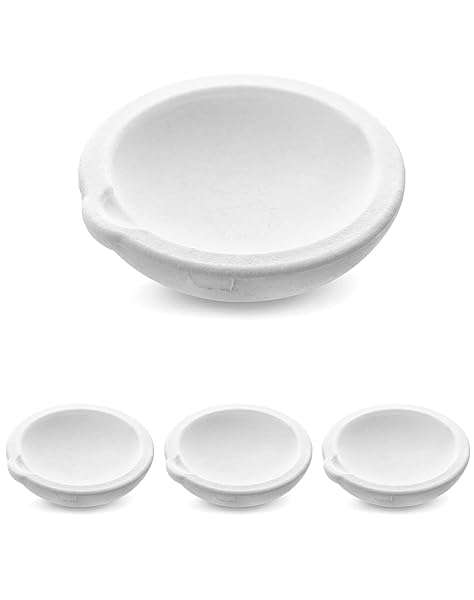 QWORK QWORK 4 Pcs Ceramic Crucible Bowl Set for Melting Gold, Silver & Brass - 100g Quartz Dishes for Casting & Refining