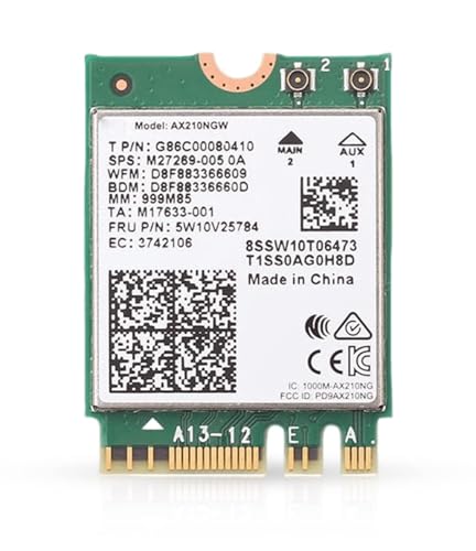 HighZer0 Electronics HighZer0 AX210 WiFi 6E Card: Tri-Band 2.4/5/6 GHz, 2.4 Gbps, Bluetooth 5.3 - M.2 WiFi for Intel, AMD, Windows 10/11, Linux