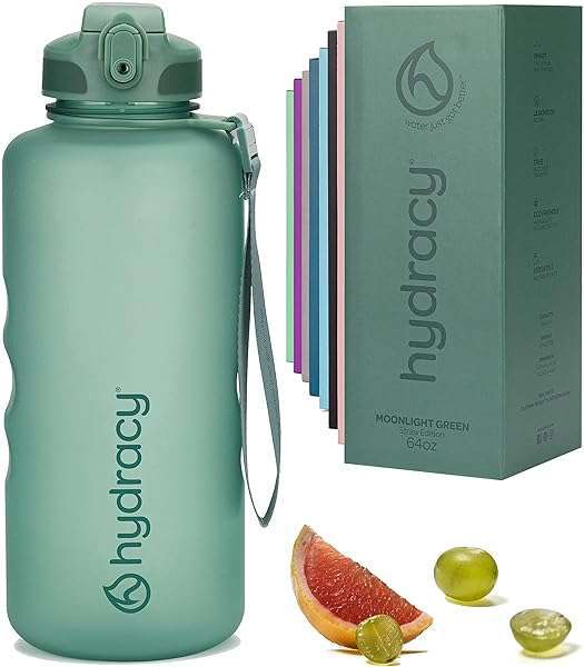 Hydracy 2L Water Bottle: Shatterproof, BPA-Free, Leakproof & Ideal for Gym & Yoga - Convenient Carry Strap & Spillproof Lid