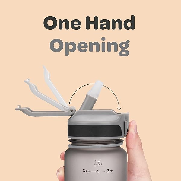 Hydracy Hydracy 32 Oz Motivational Water Bottle with Time Markers & Straw - BPA Free, Leak Proof Gym Bottle for Fitness & Outdoors - View 8 of 9