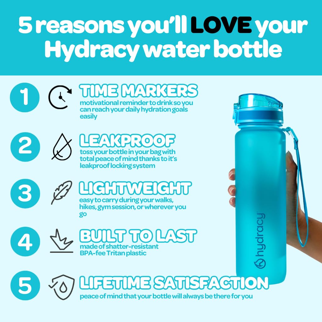 Hydracy Stay Hydrated: Hydracy 32 Oz Motivational Water Bottle with Time Markers & Straw - BPA Free, Leak Proof, Perfect for Fitness & Outdoors - View 2 of 9