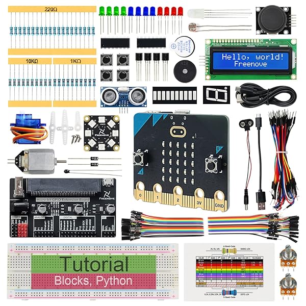 FREENOVE Freenove Super Starter Kit for BBC Microbit V2 with 266 Page Tutorial 192 Items 38 Projects Blocks and Python Code