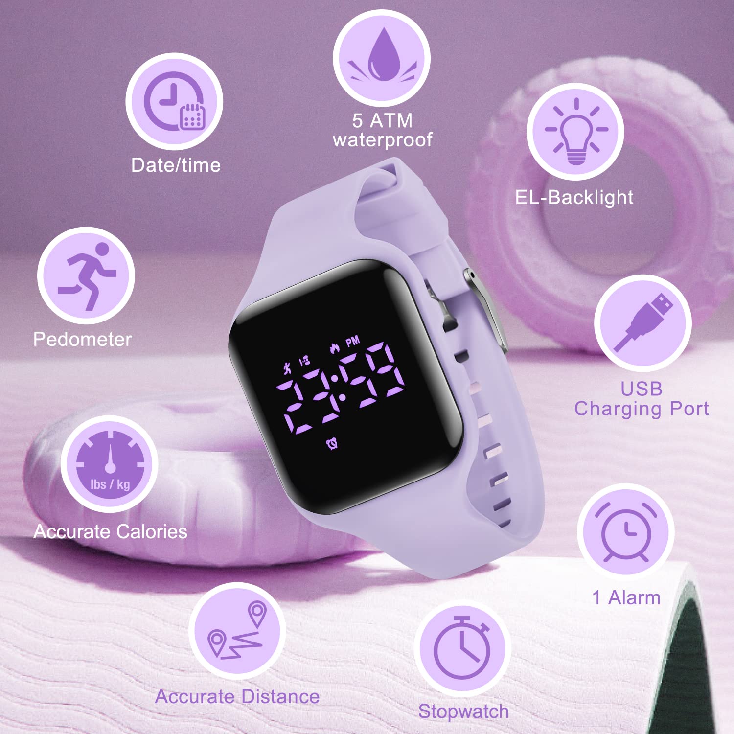 A ALPS Kids Digital Sport Watch Waterproof Fitness Tracker for Boys and Girls Ages 5-12 with Alarm Clock and Stopwatch - View 3 of 7