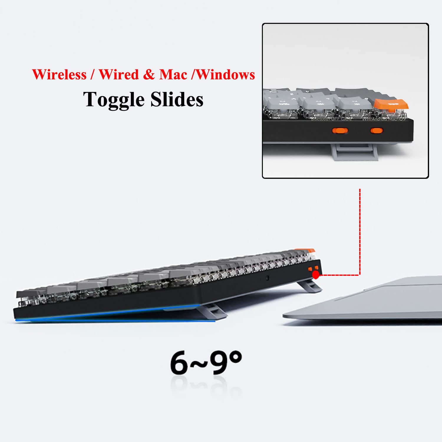 Keychron Keychron K3 Version 2 Ultra-Slim Wireless Mechanical Keyboard 75 Layout 84 Keys Hot-Swappable Optical Brown Switch for Mac Windows - View 6 of 9