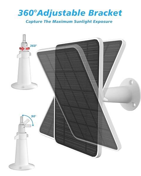 WININMETA Solar Panel Charger for Arlo Pro 5S/4/3 & Ultra Cameras - 6V 4.5W, IP65 Weatherproof, 2 Pack with 9.8ft Cable & Adjustable Mount - View 8 of 10