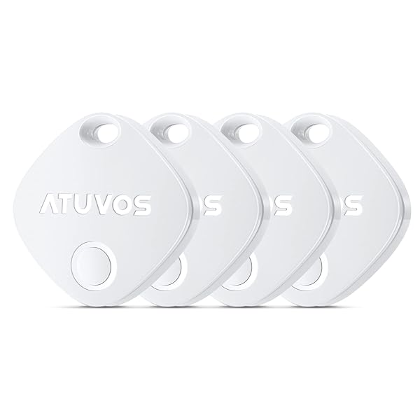 ATUVOS ATUVOS Bluetooth Key Finder 4 Pack: Smart Tracker for Luggage & Wallets - IP67 Waterproof, 250ft Range, Apple Find My Compatible