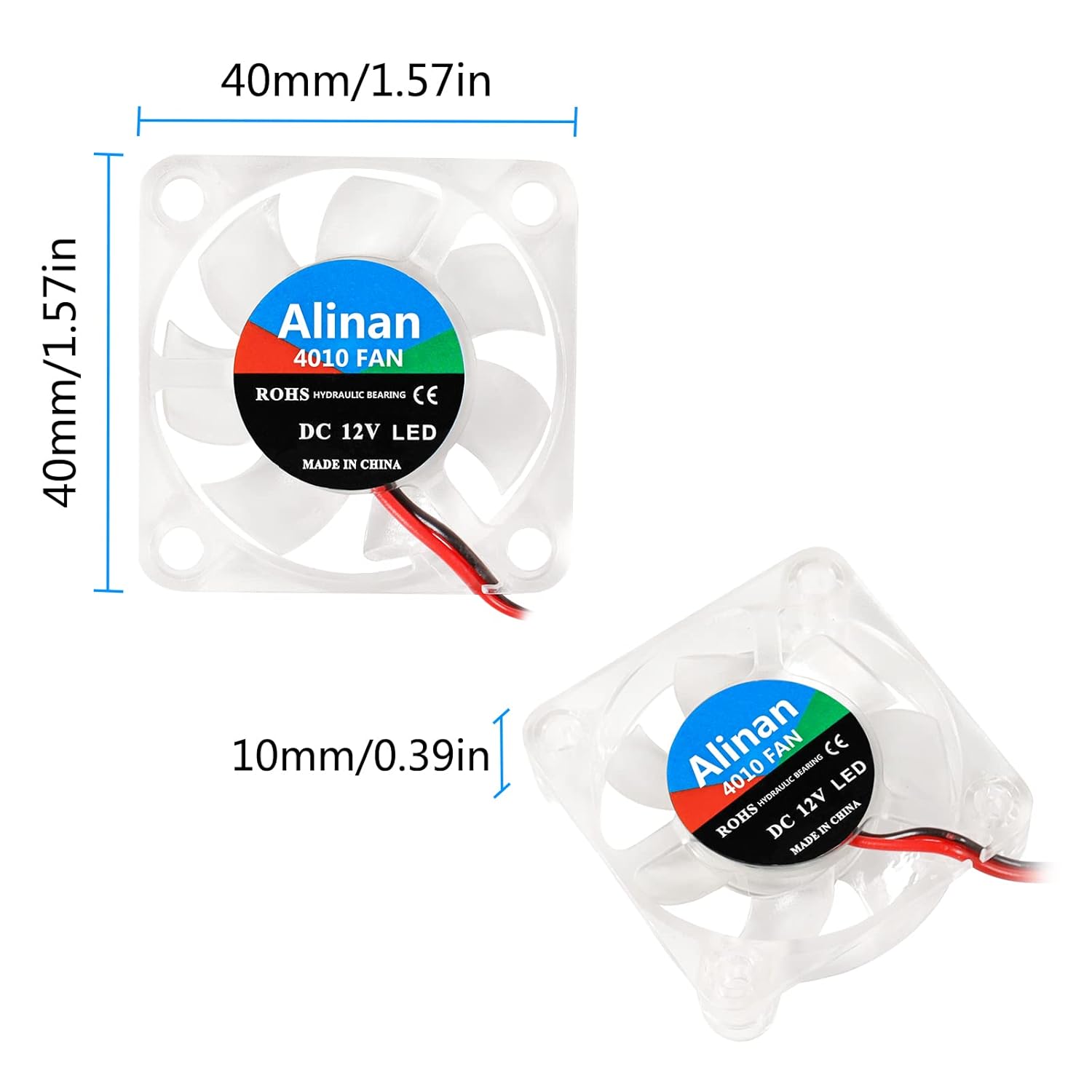 Alinan Alinan 6pcs 4010 12V Color LED Mini Brushless Cooling Fan for 3D Printer PC Case CPU 40x40x10MM 0.05A - View 4 of 7