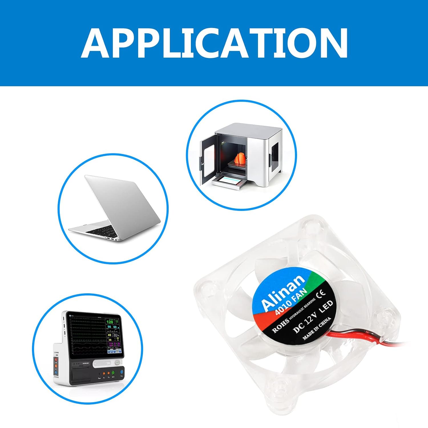 Alinan Alinan 6pcs 4010 12V Color LED Mini Brushless Cooling Fan for 3D Printer PC Case CPU 40x40x10MM 0.05A - View 5 of 7