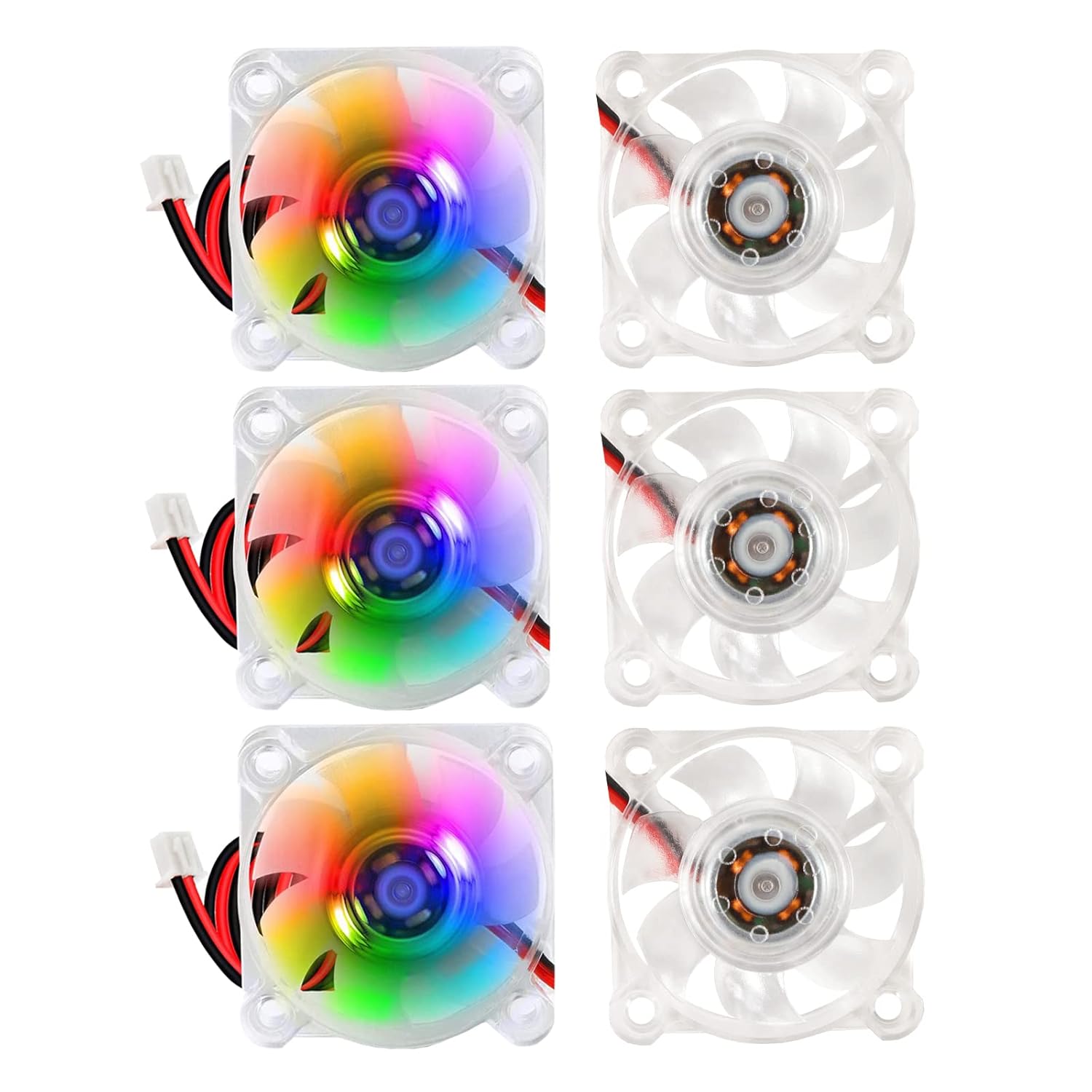 Alinan Alinan 6pcs 4010 12V Color LED Mini Brushless Cooling Fan for 3D Printer PC Case CPU 40x40x10MM 0.05A