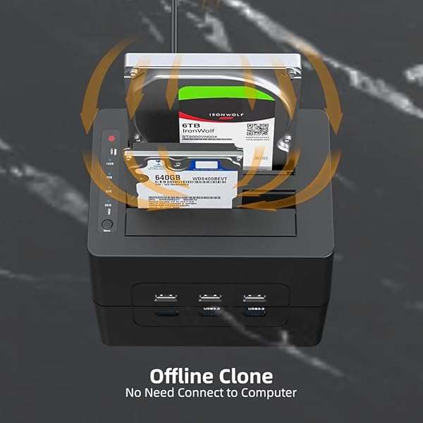 MAIWO "MAIWO Dual Bay Hard Drive Dock: Clone & Expand Storage for 2.5/3.5" SATA HDD/SSD, 44TB Capacity, 3X USB 3.0 Hub" - View 7 of 11