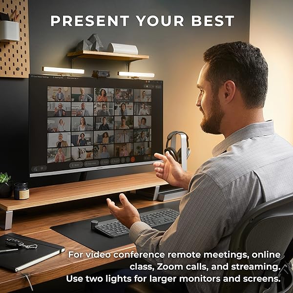 HumanCentric HumanCentric Video Conference Lighting: LED Webcam Light for Zoom & Streaming - Double Kit for Enhanced Video Quality - View 3 of 7