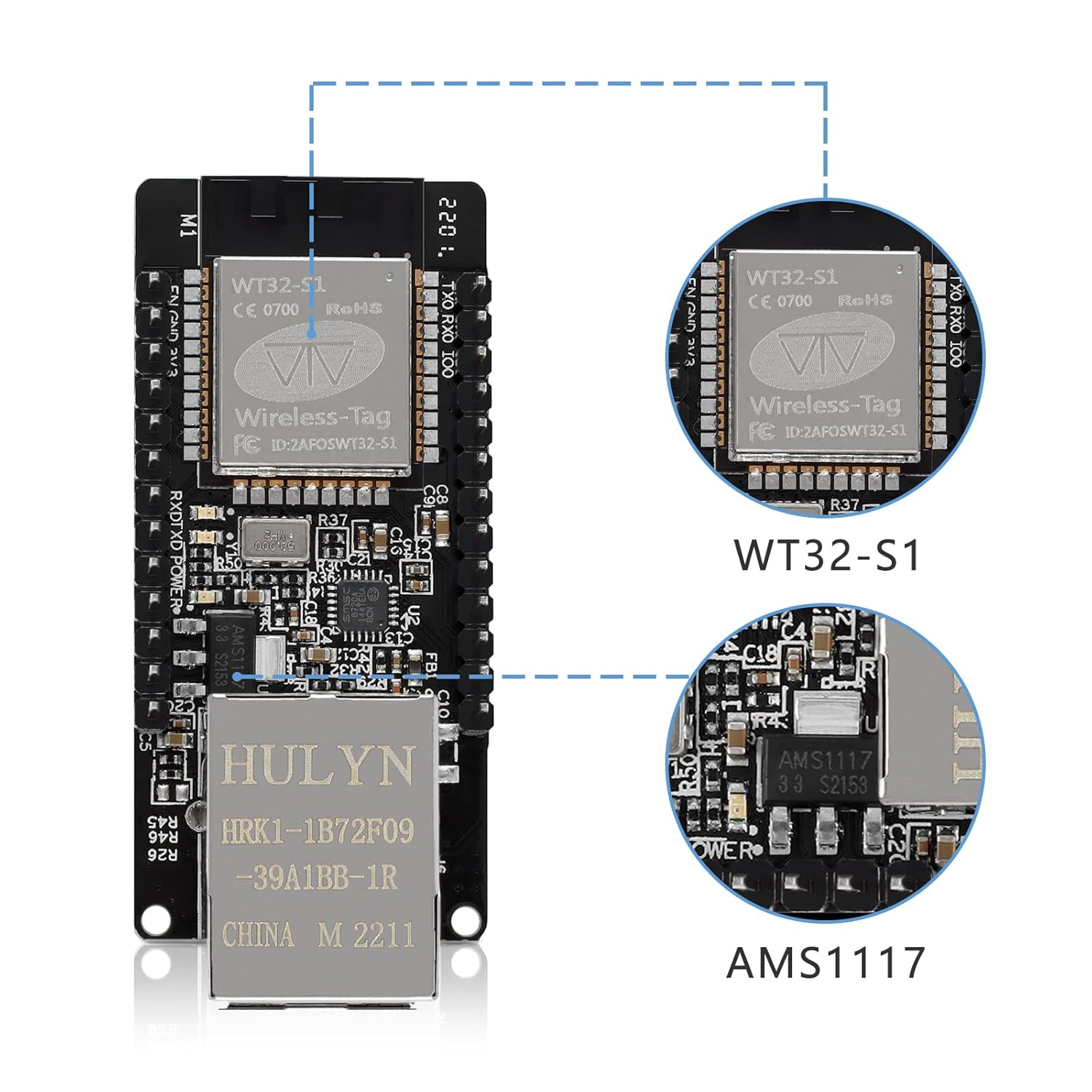 EC Buying EC Buying WT32-ETH01 ESP32 Development Board Module with WiFi Bluetooth Dual-Mode and Ethernet Converter for Fast Connectivity - View 3 of 7