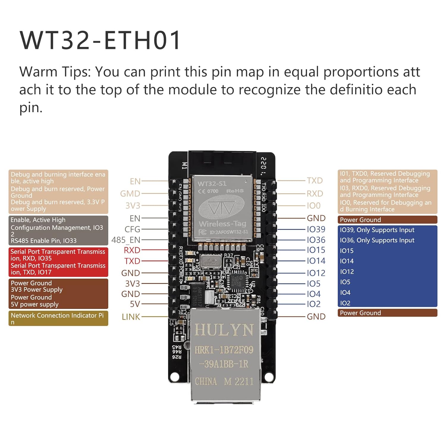 EC Buying EC Buying WT32-ETH01 ESP32 Development Board Module with WiFi Bluetooth Dual-Mode and Ethernet Converter for Fast Connectivity - View 4 of 7