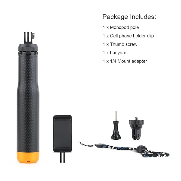SOONSUN SOONSUN 4-in-1 Floating Selfie Stick & Tripod for GoPro Hero 13-4, AKASO, SJCAM - Waterproof Monopod for Action Cameras - View 7 of 7
