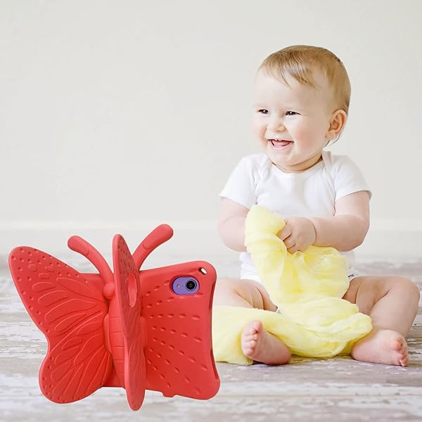 Tading iPad Mini 7 Case Cute Butterfly Shockproof EVA Foam Stand Cover for Kids 6th 7th Generation 8.3 Inch Tablet Red - View 4 of 10