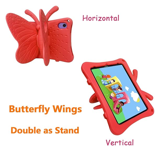 Tading iPad Mini 7 Case Cute Butterfly Shockproof EVA Foam Stand Cover for Kids 6th 7th Generation 8.3 Inch Tablet Red - View 6 of 10