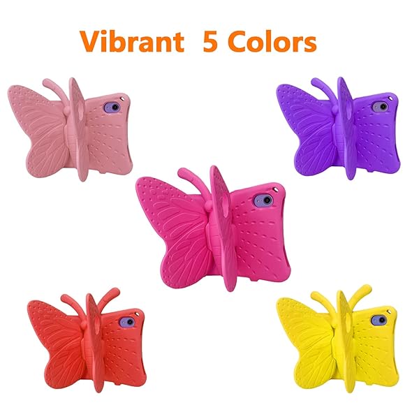 Tading iPad Mini 7 Case Cute Butterfly Shockproof EVA Foam Stand Cover for Kids 6th 7th Generation 8.3 Inch Tablet Red - View 10 of 10