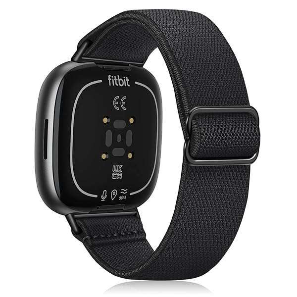 FINTIE Fintie Elastic Band for Fitbit Versa 4 & Sense 2 - Soft Nylon Stretch Strap Replacement in Black