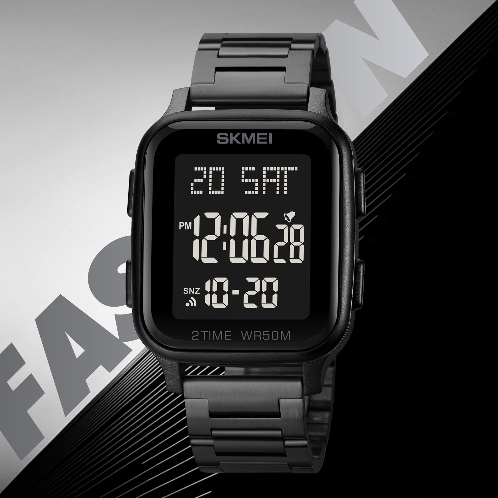 Gosasa Classic Square Face Unisex Digital Multifunction Outdoor Casual Watch 50M Waterproof LED Light Wristwatch - View 3 of 7