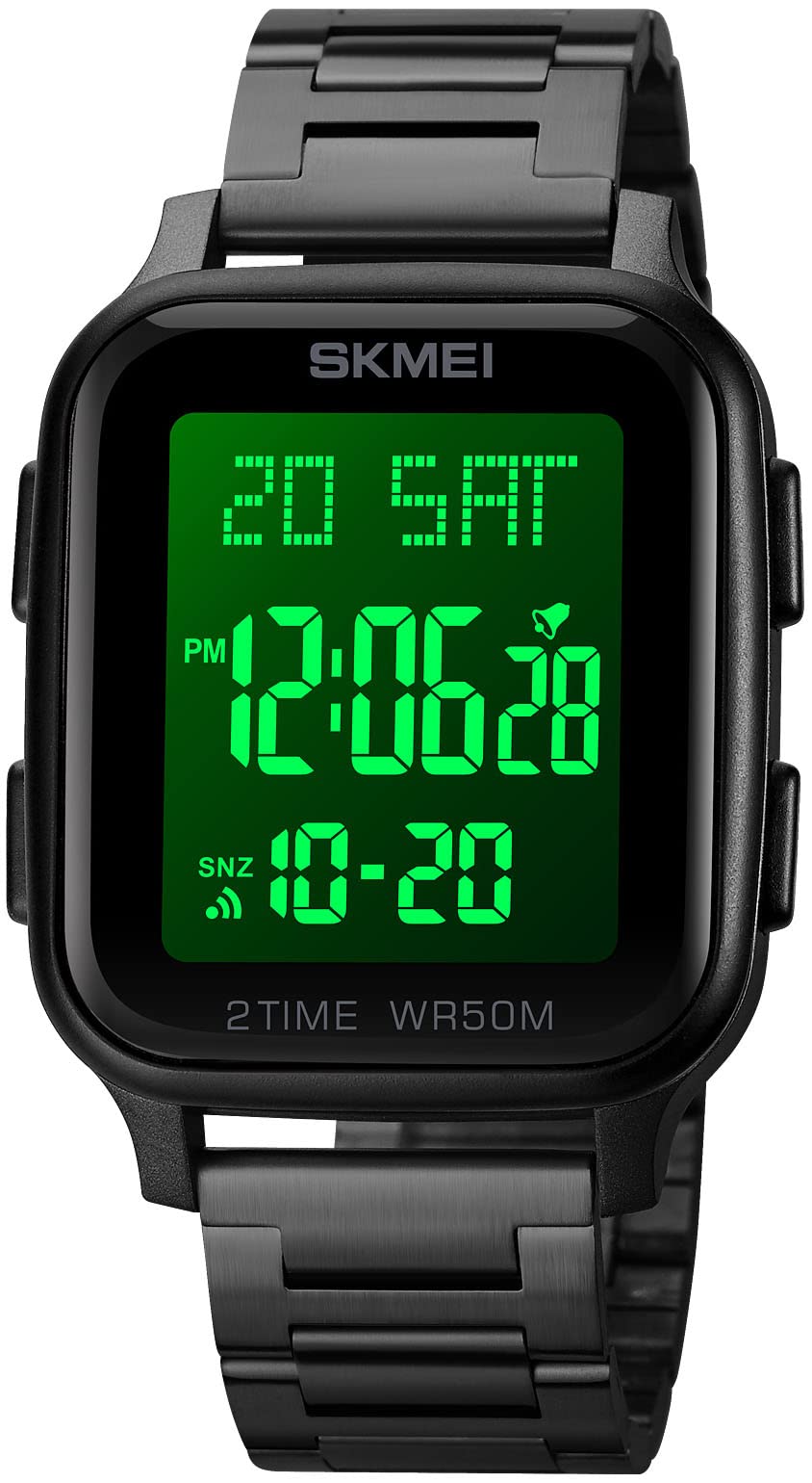 Gosasa Classic Square Face Unisex Digital Multifunction Outdoor Casual Watch 50M Waterproof LED Light Wristwatch