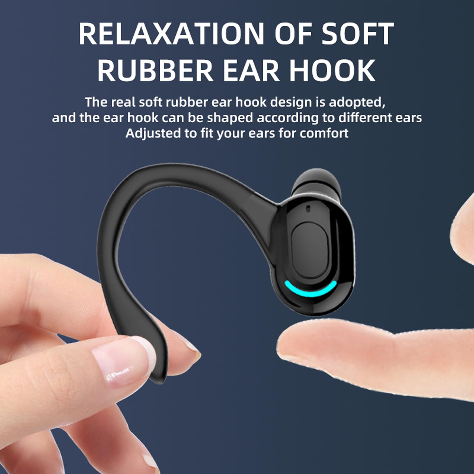Wireless Earbuds with Earhooks Single Bluetooth Earpiece Sports Headphones Over the Ear Running Workout Wrap Around Earbuds 20H Long Battery Life - View 3 of 7
