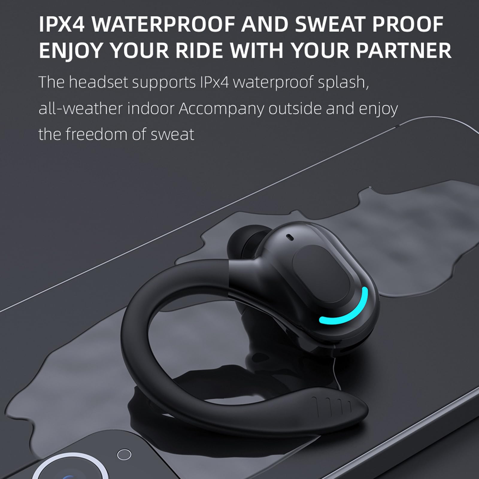 Wireless Earbuds with Earhooks Single Bluetooth Earpiece Sports Headphones Over the Ear Running Workout Wrap Around Earbuds 20H Long Battery Life - View 6 of 7