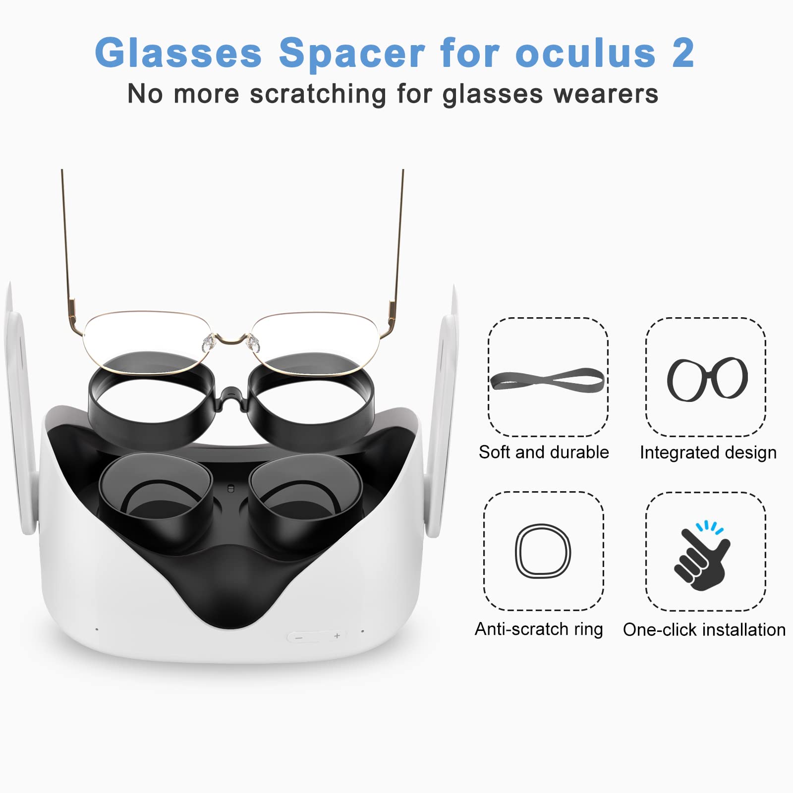 SUPERUS SUPERUS Head Strap and Glasses Spacer for Oculus Meta Quest 2 Accessories Enhanced Comfort and Lens Protection Black - View 6 of 8