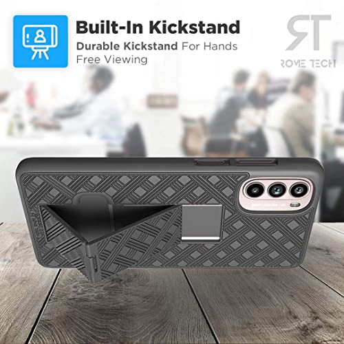 Rome Tech Rome Tech Belt Clip Phone Case for Motorola Edge Plus 2022 Plus 5G UW Edge Pro 30 XT22011 Rugged Shell Holster with Kickstand Black - View 7 of 7