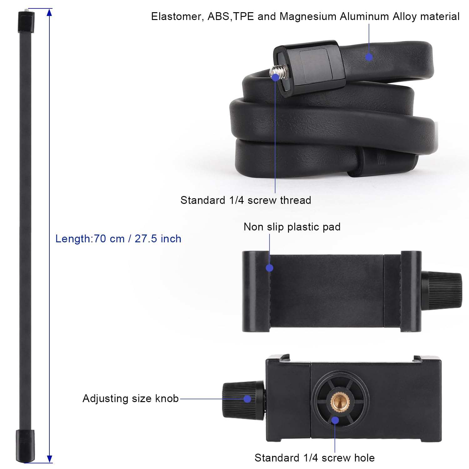 Mippko Mippko Portable Flexible Cell Phone Holder Stand for Shopping Cart Treadmill Stroller Elliptical Car Bike Compatible with 3.5 to 7.5 Inch Smartphones - View 3 of 8