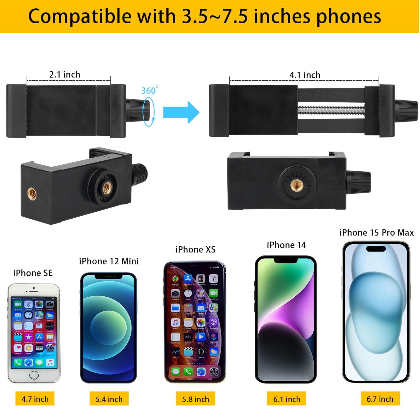 Mippko Mippko Portable Flexible Cell Phone Holder Stand for Shopping Cart Treadmill Stroller Elliptical Car Bike Compatible with 3.5 to 7.5 Inch Smartphones - View 6 of 8