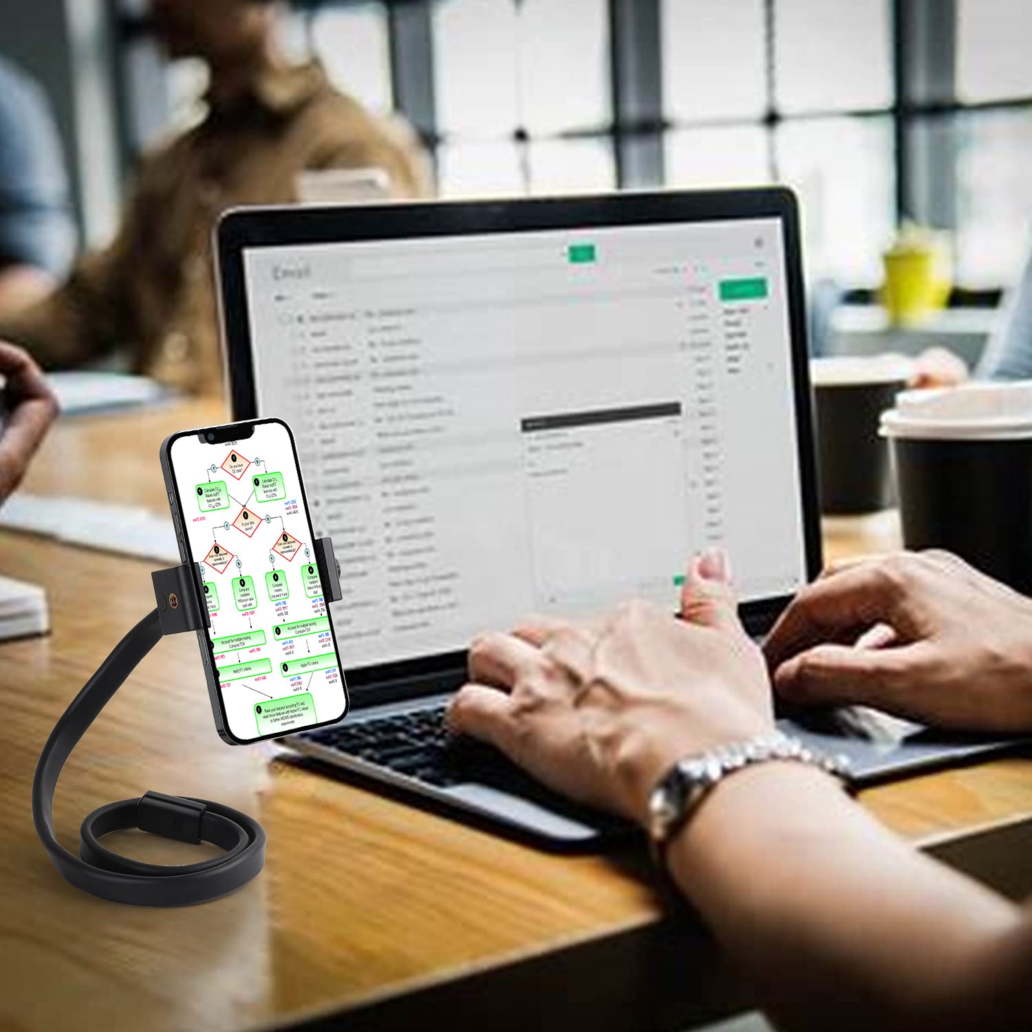 Mippko Mippko Portable Flexible Cell Phone Holder Stand for Shopping Cart Treadmill Stroller Elliptical Car Bike Compatible with 3.5 to 7.5 Inch Smartphones - View 8 of 8