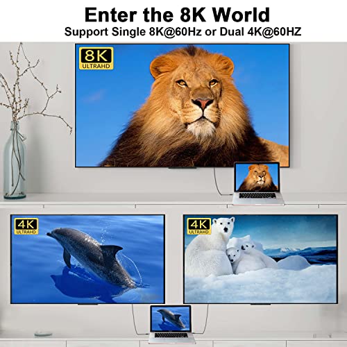 VCOM VCOM Thunderbolt 4 Cable 240W 2.6 FT USB 4 with 8K 5K Dual 4K Video for Thunderbolt 3 4 Dell iPad Air 4 iPad Pro 2020 Pixel Hub Docking - View 3 of 9