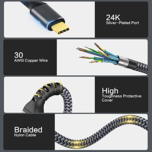 VCOM VCOM Thunderbolt 4 Cable 240W 2.6 FT USB 4 with 8K 5K Dual 4K Video for Thunderbolt 3 4 Dell iPad Air 4 iPad Pro 2020 Pixel Hub Docking - View 6 of 9