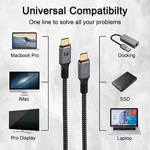 VCOM VCOM Thunderbolt 4 Cable 240W 2.6 FT USB 4 with 8K 5K Dual 4K Video for Thunderbolt 3 4 Dell iPad Air 4 iPad Pro 2020 Pixel Hub Docking - View 7 of 9