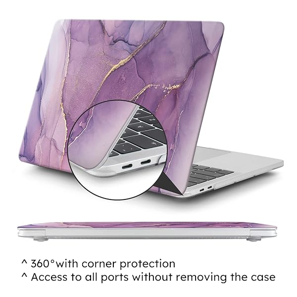 iCasso iCasso MacBook Pro 13 Inch Case 2022 2021 2016 2020 A2338 M2 M1 A2159 A1989 A1706 A1708 Hard Shell with Keyboard Cover and Screen Film Purple - View 5 of 9
