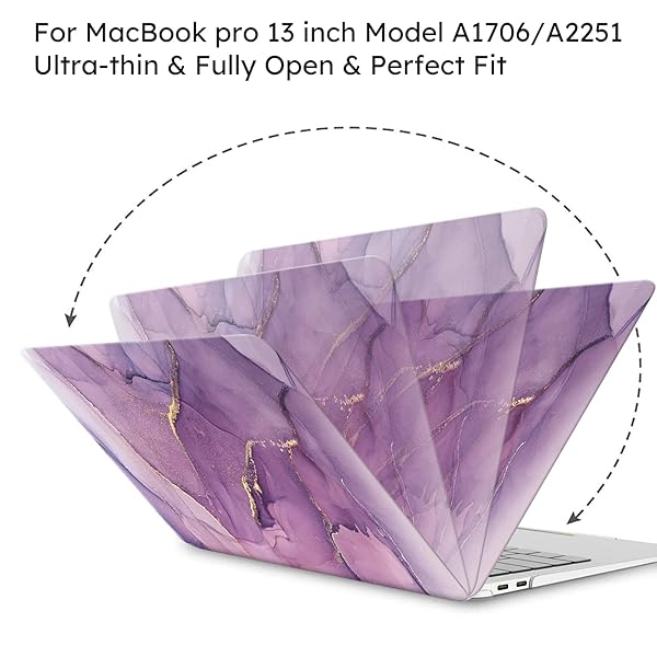 iCasso iCasso MacBook Pro 13 Inch Case 2022 2021 2016 2020 A2338 M2 M1 A2159 A1989 A1706 A1708 Hard Shell with Keyboard Cover and Screen Film Purple - View 6 of 9