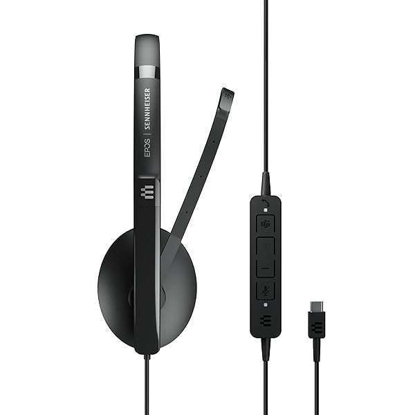 EPOS EPOS I SENNHEISER C10 USB Headset with Microphone | Wired Headphones with Simple and Flexible USB C Connection and EPOS BrainAdaptâ„¢ Technology ,Black - View 5 of 8