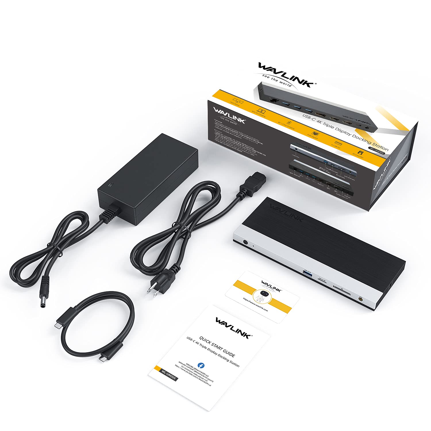 WAVLINK WAVLINK USB C Docking Station Triple Display with 130W Power Adapter for Laptops HDMI DisplayPort Ethernet USB 3.0 SD TF Slot Black - View 9 of 9