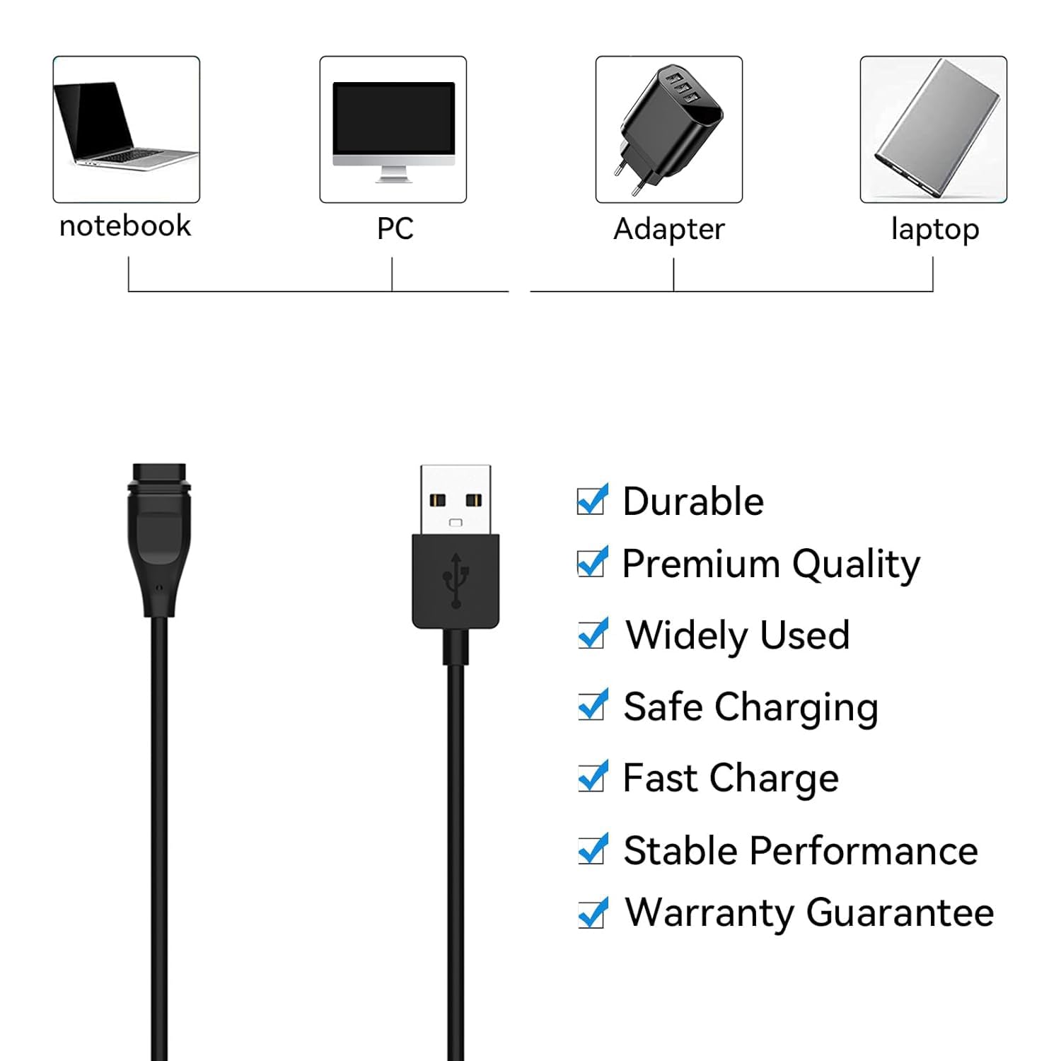 E ECSEM ECSEM USB Charger for Coros Pace 3, Apex, Vertix - Fast Data Sync & Replacement Cable - View 5 of 7