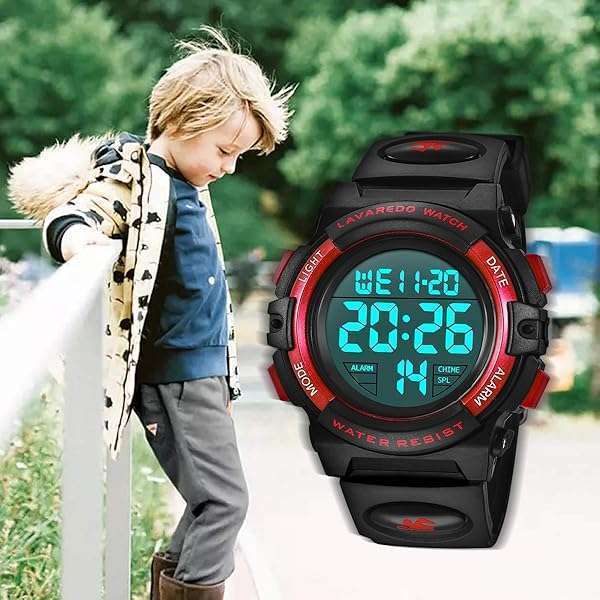 A ALPS ALPS Boys Digital Sport Watch: Waterproof, LED Backlight, Alarm & Calendar for Ages 3-15 - View 6 of 9