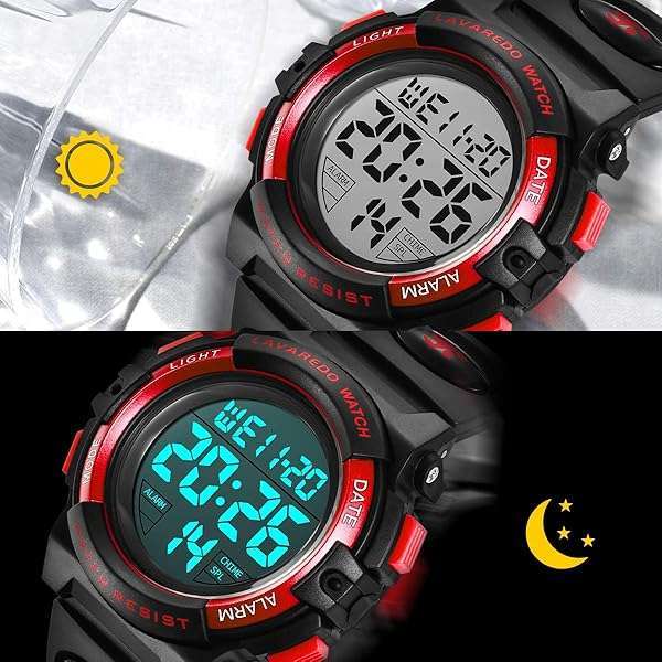 A ALPS ALPS Boys Digital Sport Watch: Waterproof, LED Backlight, Alarm & Calendar for Ages 3-15 - View 8 of 9