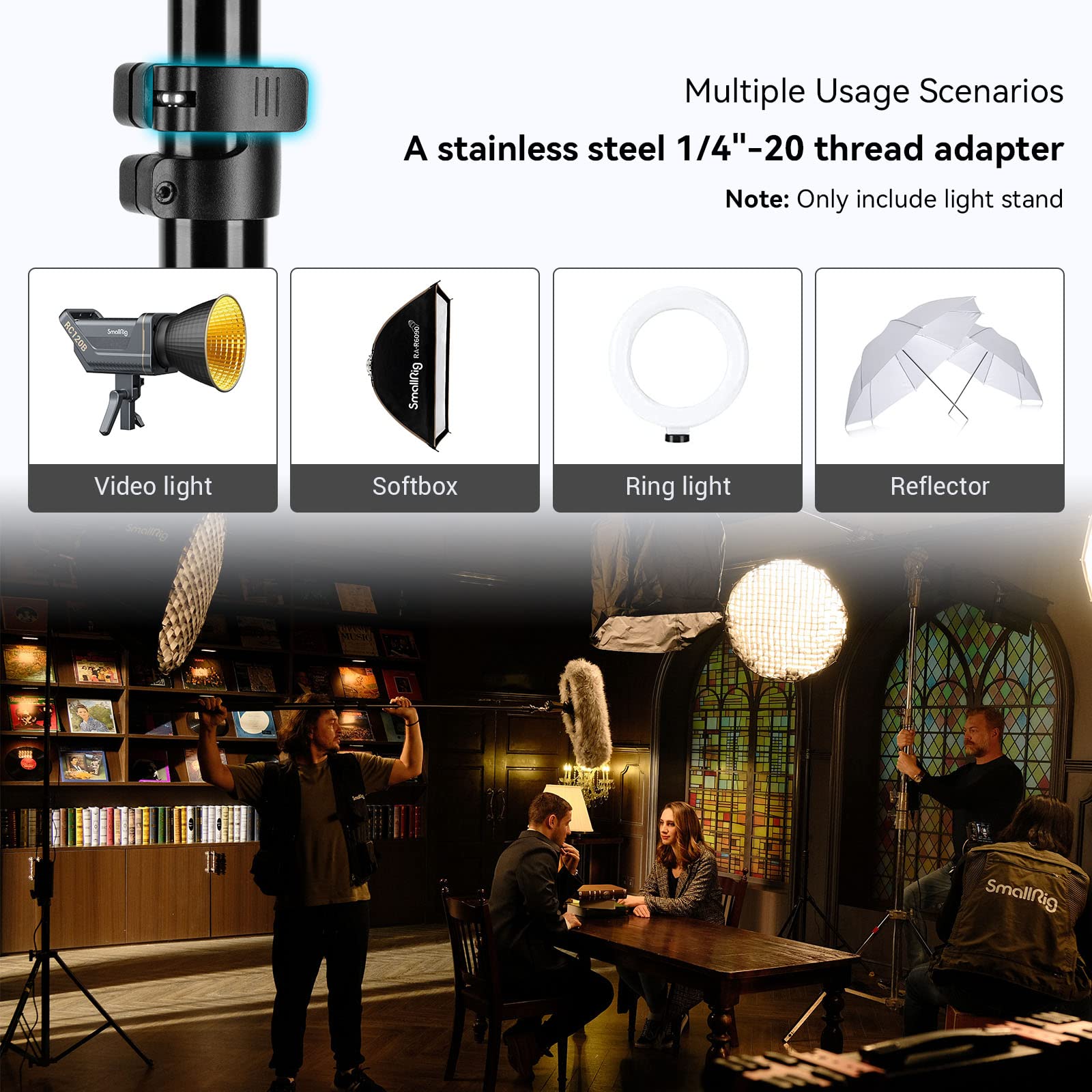 SMALLRIG SMALLRIG 110 Inch Photography Light Stand Air Cushioned Aluminum Tripod for Softbox Studio Light Reflector and Ring Light Max Load 8kg RA-S280 - View 8 of 9