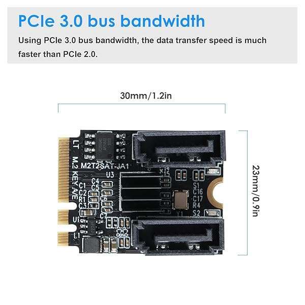 MZHOU MZHOU M.2(A+E Key) to 2 Ports SATA3.0 6G Multiplier Free Driver with 2X SATA Cables for Motherboard SATA Hard Drive Port Extension Cards - View 8 of 9