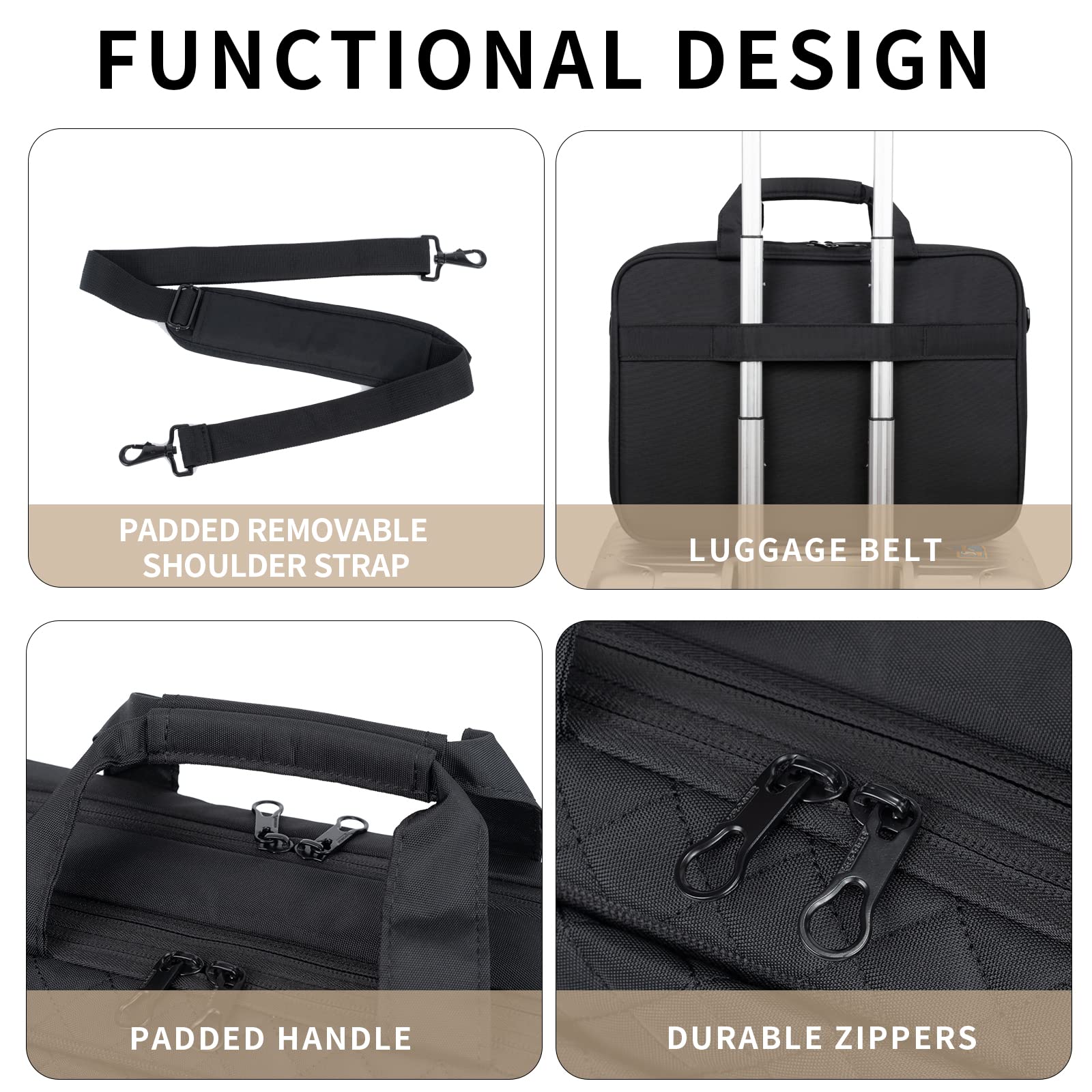 KROSER 17 Inch Expandable Waterproof Laptop Bag for Men and Women Anti-Theft Messenger Briefcase for Business Office Travel Black - View 6 of 6